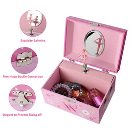 TAOPU Keepsake Musical Jewelry Box with dancing Ballerina Girl Music Box Jewel Storage Case for Girls