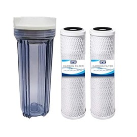 Compatible to Water Pur Company CCI-10CLW12 Filter Canister with 1/2” NPT ports and (2) CCI-10-Ca Water Filters by IPW Industries Inc