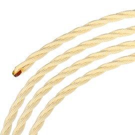 sourcing map Twisted Cloth Covered Wire 3 Core 18AWG 3.0m/9.84ft, Vintage Woven Fabric Electrical Cable for Pendant Light DIY Project,Cream