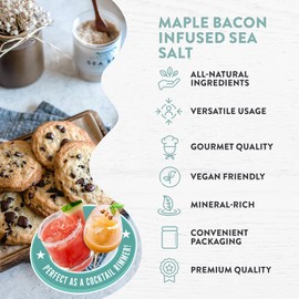 FLORIDA PURE Maple Bacon Sea Salt - Smoky Bacon Salt, 80+ Mineral Sea Salt Unrefined, Non Iodized, Natural Sea Salt for Baking, Cooking, Cocktail Rims Vegan Friendly Flaky Sea Salt (1.75 oz Jar)