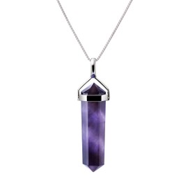 Franki Baker Amethyst & Sterling Silver Double Point Pendant Necklace. Length: 50cms