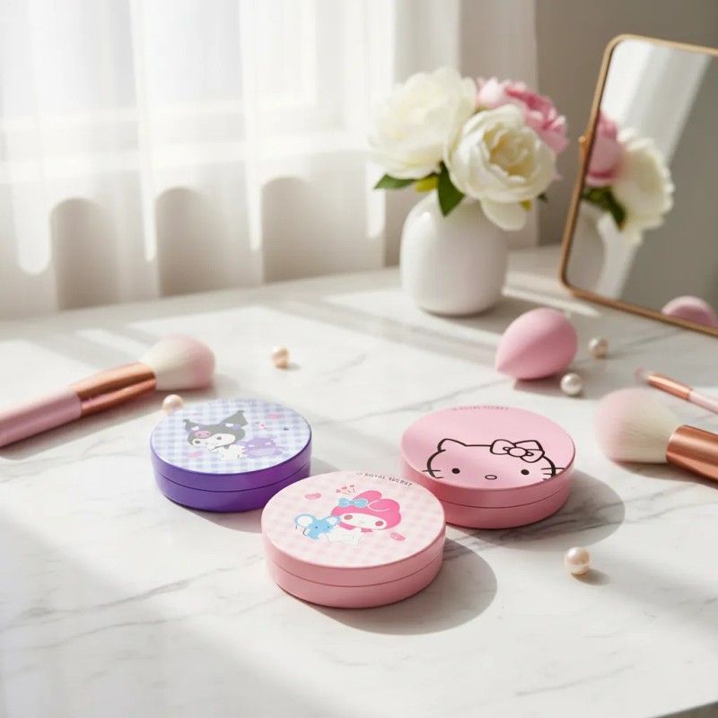 Base Maquillaje, Polvo Kitty, Kuromi Y Melody (1pz)