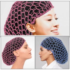 Red para Cabello de Poliéster Redecilla de Crochet Delicada para Mujeres, 2piezas que Cubren y Aseguran el Cabello, Adecuado para Maquillaje y Baño