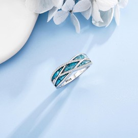 URONE Celtic Knot Turquoise Ring Silver 925 Thumb Ring Women's Celtic Knot Jewellery Turquoise Gifts for Women Ladies #8, Sterling Silver, No Gemstone