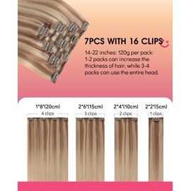 Youngsmile Real Human Hair Clip in Extensions 120g 7pcs 14inch #10/16/16 Ash Blonde with Bleach Blonde Invisible Natural Human Hair Extensions Clip in Hair Extensions Human Hair(#10/16/16-14inch)