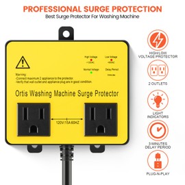 TV Surge Protector for Smart TV, Ortis Double Outlet Voltage Protector for Home Appliances with Time Delay, Protects Against Brownout, Spike, Instant Surge All Voltage Abnormalities