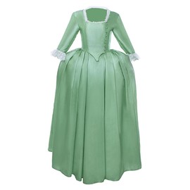 CosplayDiy Musical Hamilton Cosplay Costume Angelica Peggy Eliza Schuyler Sisters Dress Girls Hamilton Colonial Dress Green 6-7Y