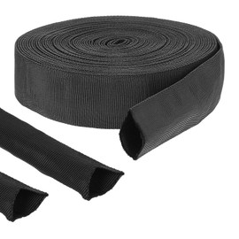 33 FT Nylon Hydraulic Hose Protector Sleeve Black Protective Cover Hose Sheath Hydraulic Hoses Wrap Cable Sleeve Torch Cutting Wire Cable Cover Management Wrap for Cord Tig (0.98 Inch Id)
