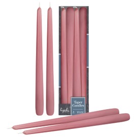 Hyoola Tall Taper Candles - 10 Inch Rose Pink Unscented Dripless Taper Candles - 8 Hour Burn Time - 4 Pack