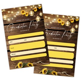 ltazhyi 20Pcs Graduation Party Invitations with Envelopes, Sunflower Fill-In Grad Party Invite Cards, Grad Celebration Announcement Party Favor Decoration Supplies -03
