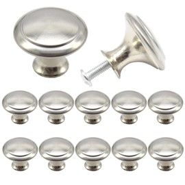 Yosawo Pack of 12 Furniture Knobs, Round Cabinet Knobs, Drawer Handles, Door Handles with Screws (Silver/27 mm)
