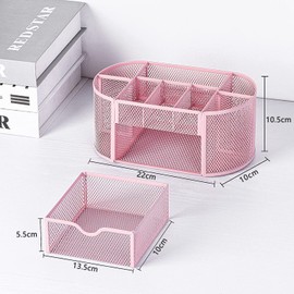 COOLKITALENT Niños Organizador de Escritorio de Malla con Portalápices y cajón,Organizador de Oficina,Escritorio ordenado,Titular de la Pluma,Sistema de Escritorio,Utilizado en Escuelas, Oficinas,Rosa