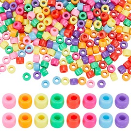SUNNYCLUE 800Pcs Plastic Seed Beads 6mm Seed Beads Bulk Mini Small Pony Beads Opaque Red Green Blue Pink Craft Beads 4x6mm Colored Seed Beads for Jewelry Making Beading Kits DIY Bracelets Keychain
