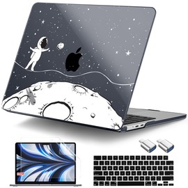 DONGKE for MacBook Air 13.6 Inch Case 2025 2024-2022 A3240 A3113 A2681 M4 M3 M2 Chip Touch ID, Plastic Hard Shell & Keyboard Cover & Type C Adapter for MacBook Air 13 inch M4, Cute Astronaut
