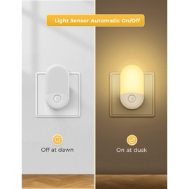 LOHAS-LED Night Light Socket, [Pack of 2] LED Night Light with Twilight Sensor, 3000 K Warm White, Brightness Adjustable, Night Light Socket Children, Night Light for Children's Room, Staircase