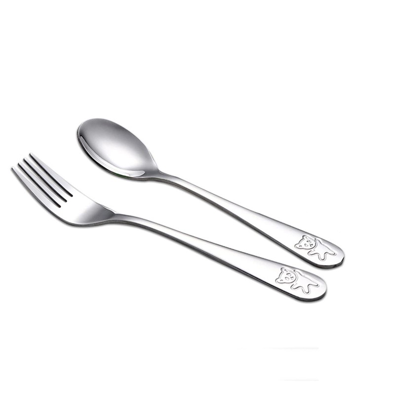 Kinderbesteck Edelstahl, Kinderbesteck Set Messer Gabel Löffel mit Bestecktasche für