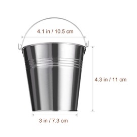 STOBOK 6pcs Serving Buckets Mini Metal Bucket for Icing French Fries,10.5 x 7.2 x 10.5 cm