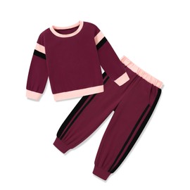 SANMIO Toddler Girl Clothes 3-4T Toddler Outfits for Girls Cute Color Block Long Sleeves Top and Pants Sweatsuit 2 Piece Fall Clothing Set