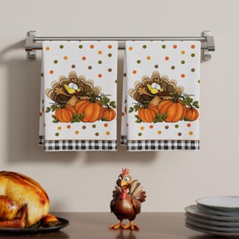 XCHI Thanksgiving Fall Kitchen Towels Turkey Dish Towels 18x26 Inch Home Kitchen Decorations Hand Towels Set of 2 Drying Dishcloth
