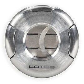 Lotus Meteor Cigar Cutter with Double Guillotine Blades, All Metal Housing, Single or Double Action, Spring Loaded Locking Mechanism, Compact Slim Design (Chrome & Black)