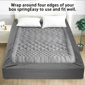 Queen Size Box Spring Cover,Encase Sides Only,Ideal Substitute for Bed Skirts,Featuring Wrinkle Fade Resistance, Machine Washable and Dust-Proof(Charcoal, King)