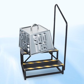 BACLAUGH 2 Steps Ladder,RV Step Stool,Hot Tub Steps,Portable Pool Ladder,Outdoor Spa Step Ladder with Handrail,300LBs Outdoor Heavy Duty Mobile Ladder Family Stairs for Camper/Porch/SPA Pool