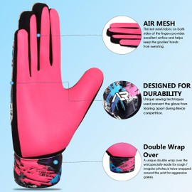 Arsh Sports 2Pack Goalkeeper Gloves for Kids, Youth and Adult Football Soccer Goalie Gloves with 4-mm Latex Spine & Double Wrist Protection (Pink, Size 5 Suitable for 9 to 12 Years Old)