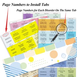 Improved Index Tabs for DSM-5-TR 2022, Color-coded & Laminated DSM-V-TR Tabs, 94 Printed Tabs with 6 Blank Ones, Alignment Guide and Disorders Description Sheet Included, Tear-resistant & Waterproof
