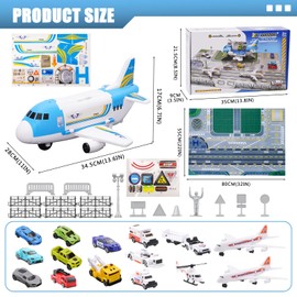 Airport Toys Airplane Car Toy Set for Kids with Trucks, Helicopter, Planes, Signs, Fire Trucks Race Cars and Airport Playmat, Great Military Toys Parking Lot Toy for 3 4 5 6 7 8 Boys Girls Toddler
