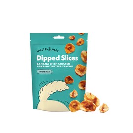 Wiggles & Wags Dipped Slices Dog Treats, Banana with Chicken & Peanut Butter Flavor, Soft and Chewy - 6 oz