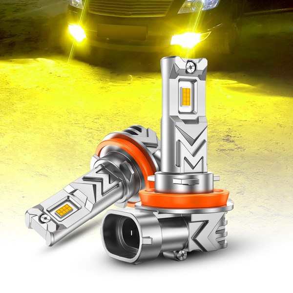 SEALIGHT Upgraded H11/H8 LED Fog Light Bulbs, 3500K Amber Yellow,