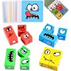 QHFlashbuy Wooden Cube Puzzle Toy, Expression Wooden Cube Puzzle, IQ