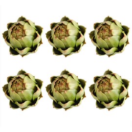 GiftHow Large Green Artificial Artichokes Fruits - Fake Fruits and Realistic Vegetables for Kitchen Bowl and Vase Filler Decorations (6)