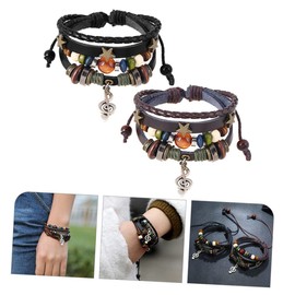 6 Sets Bracelet Jewlery for Men Goth Jewelry for Women Punk Jewelry Arm Cuff Jewelry for Women Accessories for Women Mens Accessories Goth Accessories Leather Note Vintage