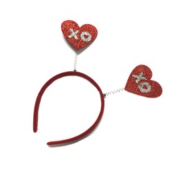 Dzrige Valentine's Day Heart Head Bopper Headband with XOXO,Glitter Love Heart Headband Sequin Red Love Hair Band Hoop Heart Shaped Hair Accessoires for Valentines Day New Year Wedding Birthday Party