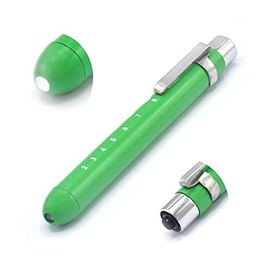 OdontoMed2011 Medical Pen Lights for Nurses Doctors, Reusable LED Medical Penlight Flashlight with Pupil Gauge, White Light, Green Color Penlight