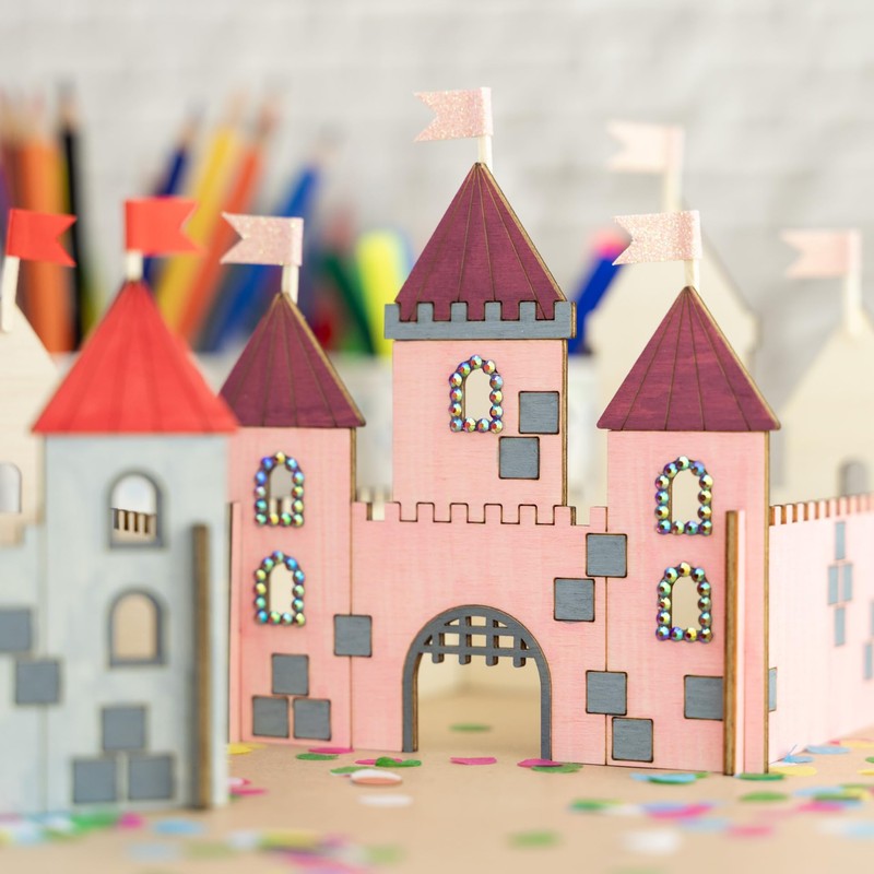 MCE-Commerce Wooden Castle or Castle Craft Set for Children's Birthday
