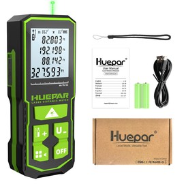 Huepar 330FT Green Laser Measuring Tool with Angle Sensor, ±1/16in (±1.5MM) Accuracy, Rechargeable Digital Laser Room Measuring Device, Laser Distance Measurement, Gifts for Men, Fathers Day Birthday