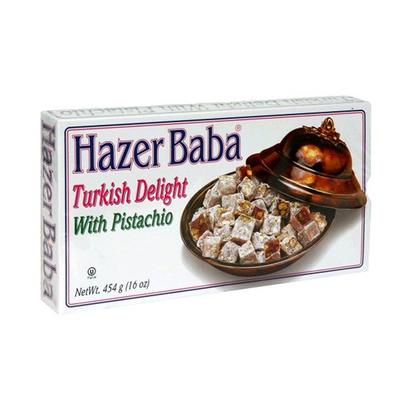 Hazer Baba Turkish Delight with Pistachio, 16-Ounce Boxes (Pack of 4)