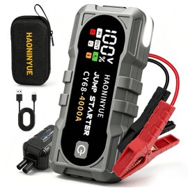 HAONINYUE 4000A Car Battery Jumper Starter, Battery Jumper Starter Portable (8.0LGas/6L Diesel), 16000mAh Charging Jump Box, Portable Car Jump Starter with Jumper Cables and 600LM LED Light