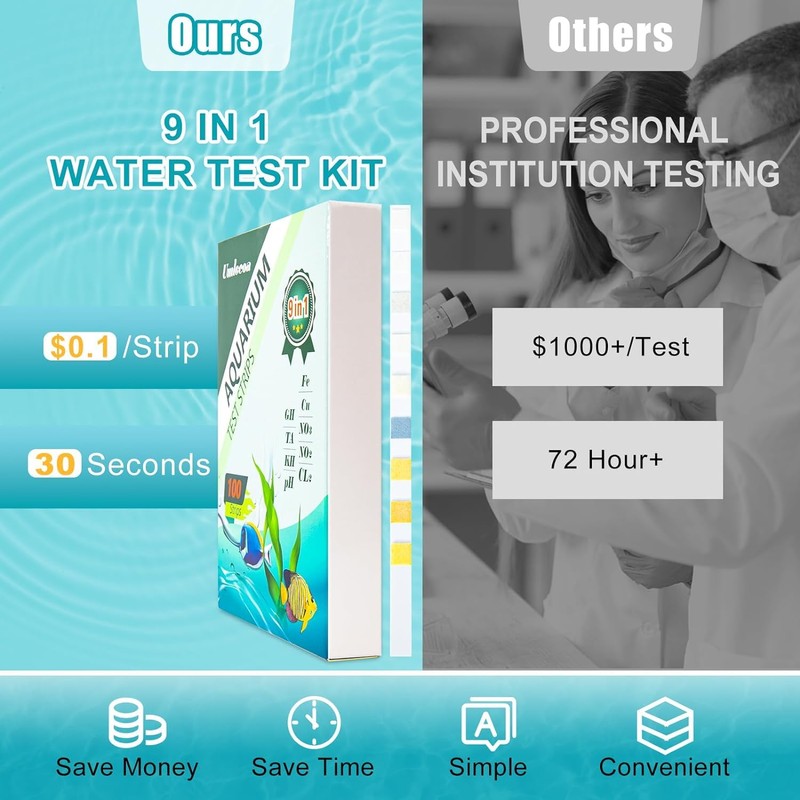 JINDUN 9 in 1 Aquarium Test Kit for Freshwater and