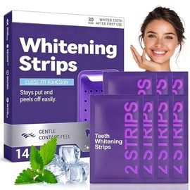 Tiras Moradas Blanqueadoras Dentales 14 Piezas – Elimina Manchas de Café, Té y Vino – Sonrisa Brillante en 30 Min – Envase Individual – Para Casa, Oficina o Viajes (1 caja)