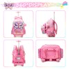 HTgroce Rolling Backpack for Kids Butterfly Roller Backpack for Girl