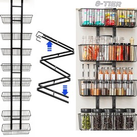 kaoer 8-Tier Over the Door Pantry Organizer, Heavy-Duty Metal with 8 Baskets, Hanging Storage and Organization, Spice Rack for Kitchen Organizers and Storage, Home Storage, BedRoom