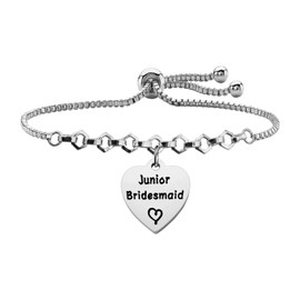 POTIY Junior Bridesmaid Bracelet Bridal Party Gift Wedding Party Jewelry for Maid of Honor Bridesmaid Link Charm Bracelet (Junior Bridesmaid Bracelet)