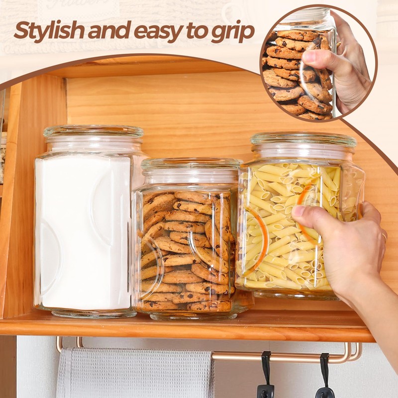 ComSaf Glass Jars with Lids 64oz, Large Glass Storage Containers