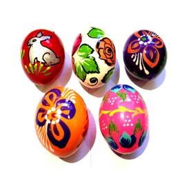 Wooden World Wooden Easter Eggs Set, Hand-Painted, Decoration, 60 x 45 mm, Size of a Chicken Egg, Ideal for Easter