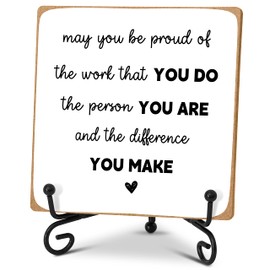 Home Office Desk Decor Wood Plaque with Stand, Coworker Gifts For Women Men Retirement Gifts Going Away Gift Leaving Gifts For Coworker Boss Leader Colleague Friends -A26