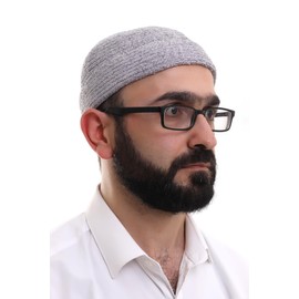 ihvan online Kufi Hats for Men, Taqiya, Takke, Turkish Muslim Winter Velvet Roll-up Edge Caps, Peci, Islamic Prayer Skullcap, Islamic Gifts, Grey