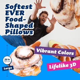 Much Comfort 22" 3D Gooey Cinnamon Bun Throw Pillow - Made with Super Soft & Ultra Premium Fabric - Cute, Comfortable, Plush, Stuffed, Round, Squishy Cushion for Home Decor - Best Funny Gift - Large